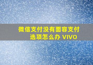 微信支付没有面容支付选项怎么办 VIVO